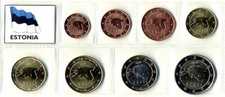 ESTONIA EURO  SERIE COMPLETA  8 MONETE ANNI MISTI FDC  UNC  IN BLISTER