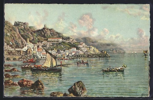 Cartolina artista amalfi - cartolina,