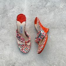 Jimmy Choo | Autentico perizoma vintage zeppa motivo floreale pelle arancione (37,5)