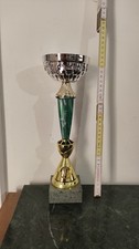 trofeo coppa premiazione podio sportiva h 32 argento e plastica con base marmo