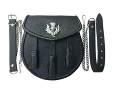Sporran/borsa kilt scozzese medievale, vera pelle di mucca nera + cintura