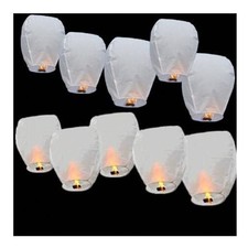 10 Lanterne dei Desideri  Cinesi Volanti Bianche a  Cuore Matrimonio Party