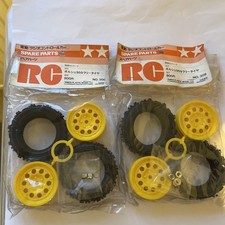 SET RUOTE E PNEUMATICI X4 NUOVI VINTAGE TAMIYA 1/12 RC PORSCHE 959 & GR.B MOLTO RARI 
