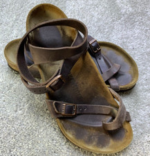 Birkenstock Yara sandalo donna 9 pelle marrone sughero bohemien festival hippie 