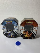 2 BOX contenitore per carte POKEMON in latta e gettone Azzurro