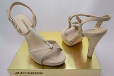 LUCIANO BARACHINI SCARPA DONNA CERIMONIA CAMOSCIO BEIGE BRILLANTI TAGLIA. 39