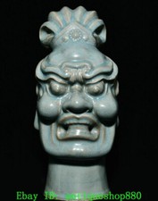 Statua testa di Buddha esorcismo porcellana forno ru dinastia canzone cinese antica 10,6''