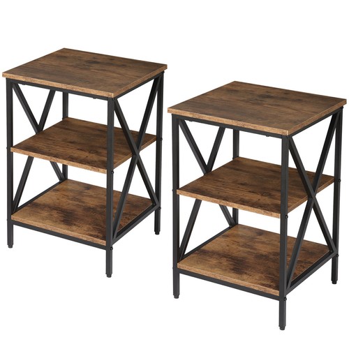 2pcs comodino rustico - rustico, marrone