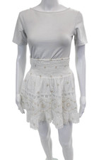 Temptation Positano minigonna donna cotone elasticizzato linea A bianca taglia S