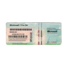 COA LICENZA ORIGINALE WINDOWS 7 PRO PROFESSIONAL MICROSOFT TAGLIANDINO STICKER