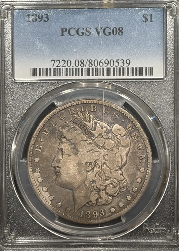 1893 dollaro morgan pcgs - pcgs, vg8