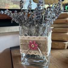 Vaso vetro Bomboniera country Chic decorazione casa centro tavolo lavanda