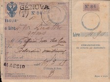 1919 - VAGLIA POSTALE DA ALASSIO PER BELVEDERE MARITTIMA -