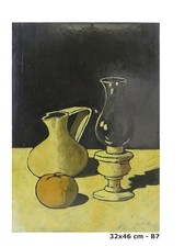 QUADRO NATURA MORTA FIRMATO ROMANO VINTAGE DIPINTO OLIO SU TAVOLA XX SECOLO B7