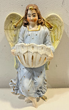 ACQUASANTIERA ANTICA in PORCELLANA BISQUIT - ANGELO, COLORI PASTELLO