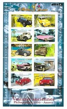 Blocco foglio 2000 n. 30 francobolli collezione gioventù - auto d'epoca