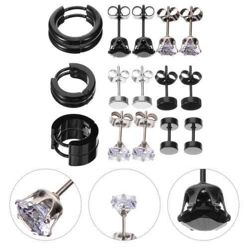 Orecchini zirconi neri set - neri, 9