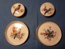 N. 2 scatoline in porcellana Limoges Castel + 2 piattini, decorazioni uccelli