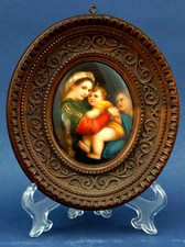 F. SCHERL  miniatura porcellana biscuit MADONNA SEGGIOLA Raffaello 1800 Firenze