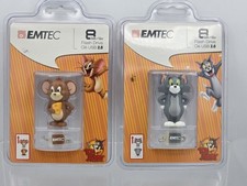 Lotto 2 figurine Tom & Jerry EMTEC 8 GB USB 2.0 unità flash NUOVE SIGILLATE