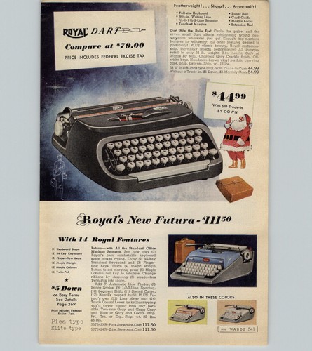 1959 carta pubblicitaria - pubblicitaria, royal