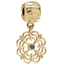 Pandora Clip Pendente in Oro 14K per Cani Pensionato con Diamante Nero - 750812DB