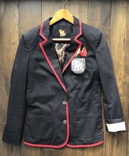 Blazer vintage Hugo Boss donna nero rosso piping leopardato interno raro taglia 8