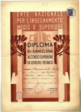 DIPLOMA SCOLASTICO 1941