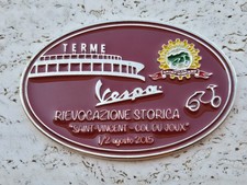 Vespa Club d'italia placca Metallica badge Plaque Plakette Rara Rievocazione 