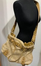 Borsa beige con rifiniture in pelle David Jones Collection Vintage