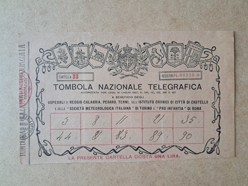 Biglietto cartelle tombola - cartelle,