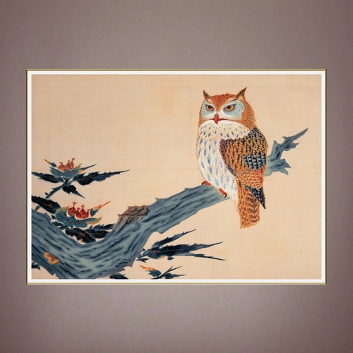 Gufo quadro antico - , giapponese