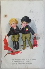 CARTOLINA BERTIGLIA FIRMATA ONB OPERA BALILLA "PULITI NASO BANDIERA ROSSA" M3