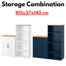 SKRUVBY Libreria Combinata Portaoggetti Ripiani Regolabili Nero Blu Bianco