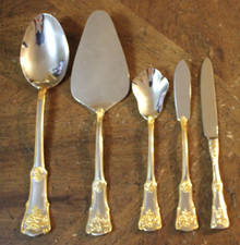 Set 5 Servizio Hostess Royal Albert Old Country Rose Accento Oro Acciaio Inox