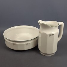 Antico Set Da Toilette Ceramica Laveno Brocca Catino Da Camera XX Sec.