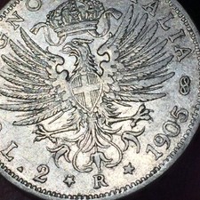 ?   REGNO D'ITALIA 2 LIRE 1905 AQUILA SABAUDA ARGENTO REGNO D'ITALIA