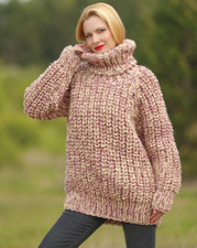 Maglione lana rosa avorio