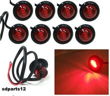 8x 3 Led A Bottone Rosso Luci