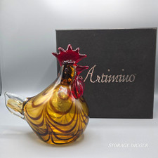 Statuina gallo vetro ambrato