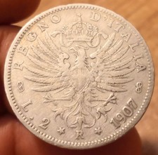 Moneta 2 Lire 1907 Aquila