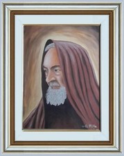Icona ritratto di San Padre Pio da Pietralcina olio/tela Pasquale Pilla Foggia