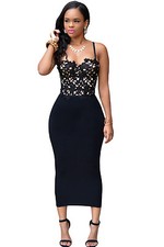 Abito ricamato nudo aderente