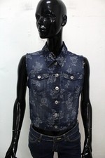 Guess Donna Giubbotto Taglia M Giacca Da Mezza Stagione Giubbino Di Jeans Blu