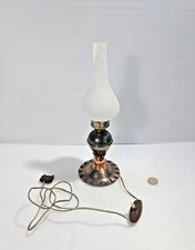 Lampada in rame con paralume in vetro opaco vintage