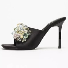 Sandali Mule Donna Neri Tacco