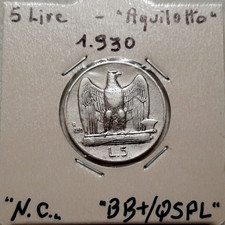 5 LIRE 1930 AQUILOTTO - VITTORIO EMANUELE III - REGNO D'ITALIA - RARA