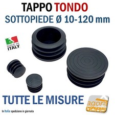 10pz TAPPI ROTONDI TAPPO TONDO PUNTALE PLASTICA SOTTOPIEDE ALETTATO NERO D10-120