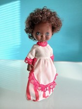 "FURGA" Bambola "Paulette",  Afro,vintage, anni 70, vestiti originali, h. 25 cm.