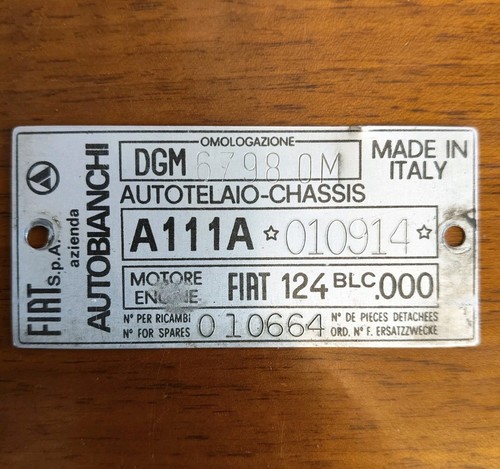 Targa identificazione chassis - targa,